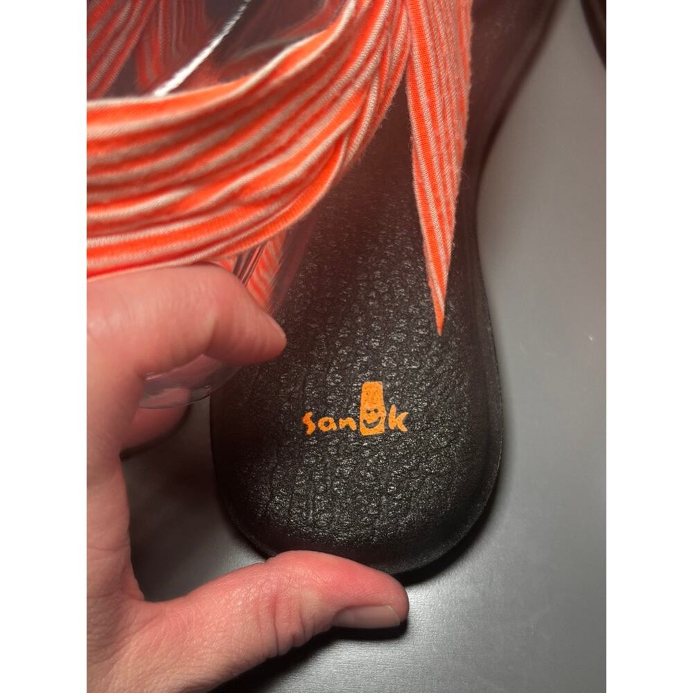 Sanuk Sandals Womens Size 7 Casual Yoga Sling 2 Comfort Pink Orange Fabric - Picture 5 of 7
